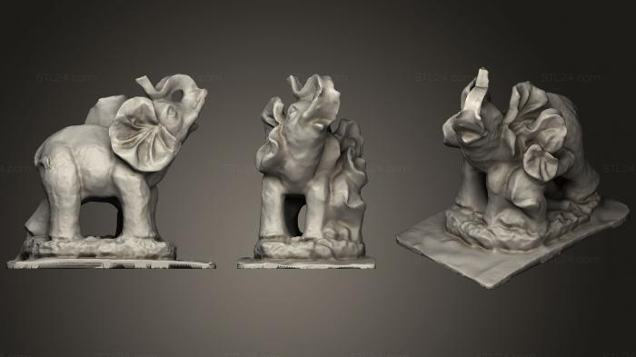 Статуэтки животных (Слоны, STKJ_1705) 3D модель для ЧПУ станка